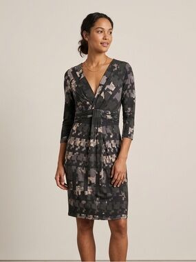 Weekend MaxMara Sz M Silk Cotton Abstract Print 3/4 Sleeves Dress